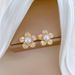 【 Titanium Steel 】 Necklace Earring Light Luxury Full Diamond Five Leaf Flower Pearl Personalized Temperament Banquet_ipsvogv.com
