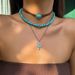 3-piece Set Of Cactus Turquoise Velvet Rope Necklace Set,Retro Niche Design Handmade Jewelry Trend_ipsvogv.com