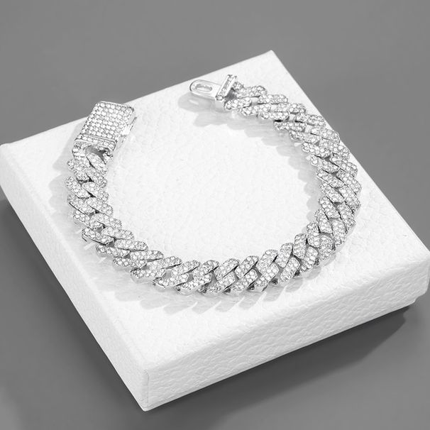 Hip hop full necklace explosive versatile 12mm diamond Cuban chain hip-hop jewelry_ipsvogv.com