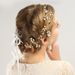 Pearl Leaf Gold Hairpin Headband Set Bridal Headdress Hair Accessories_ipsvogv.com