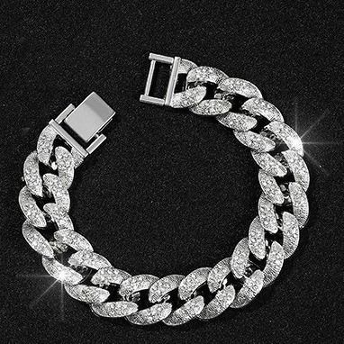New Cuban Chain Hip Hop Bubble U-shaped Men's Necklace Bracelet Rap Singer Same Style Exaggerated Jewelry_ipsvogv.com