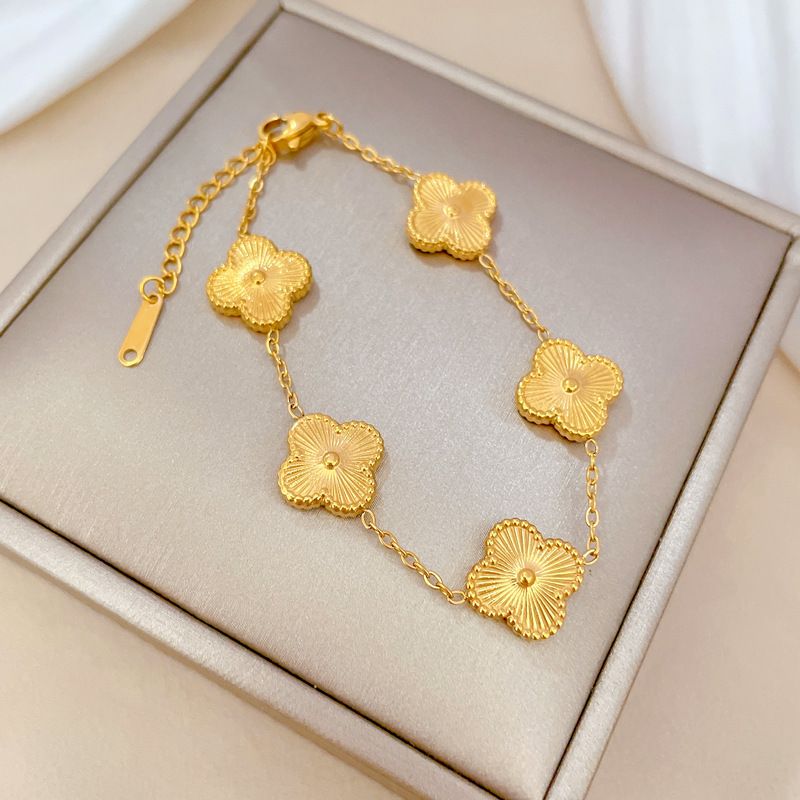 【 Full body titanium steel 】 Personality flower pressure grinding temperament lucky extremely simple chain bracelet_ipsvogv.com