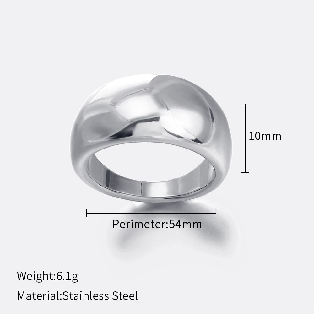 Women’s Jewelry Set Fashion Arc Stainless Steel Ring Ladies Personality All Match Exaggerated Plain Ring Real Gold Electroplated Titanium Steel Ring_ipsvogv.com