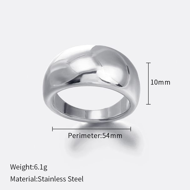 Women’s Jewelry Set Fashion Arc Stainless Steel Ring Ladies Personality All Match Exaggerated Plain Ring Real Gold Electroplated Titanium Steel Ring_ipsvogv.com