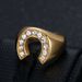 New Hip-Hop Fashion Simple Titanium Steel Gold-Plated Inlaid Diamond U-Shaped Horseshoe Men's Ring_ipsvogv.com