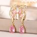 Cao Shitemu Waterdrop Shaped Pink With Birthstone, High Grade And Light Luxury Earrings, Design Earrings_ipsvogv.com