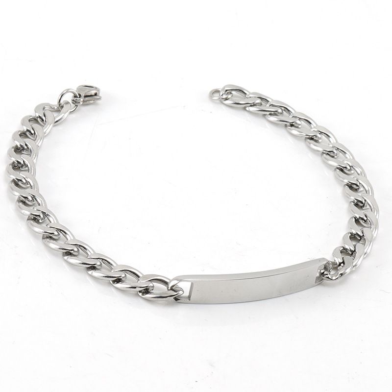 Trendy Stainless Hip-Hop For Men Steel Color Fashion Personality NK Chain Curved Piece Men's Bracelet_ipsvogv.com
