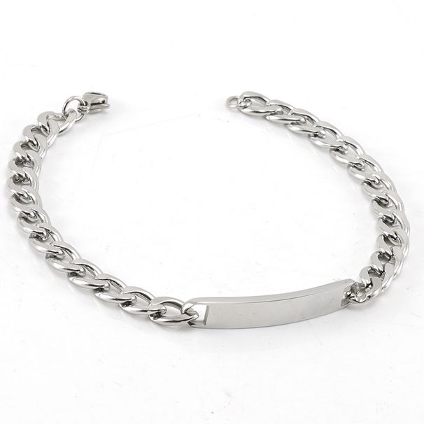 Trendy Stainless Hip-Hop For Men Steel Color Fashion Personality NK Chain Curved Piece Men's Bracelet_ipsvogv.com
