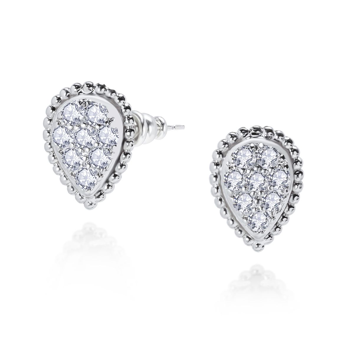 Women's Jewelry Pearl Edge Full Diamond Water Drop Single Flower Earrings Imported Brass Inlaid Zircon French Retro Simple Design Earrings_ipsvogv.com