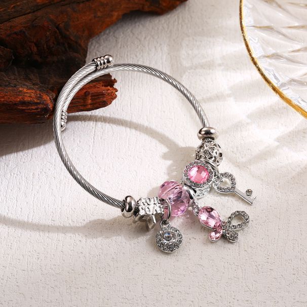 Pan Jiaduola DIY Beaded Butterfly Key Pendant Personalized Handpiece Stainless Steel Adjustable Couple Bracelet_ipsvogv.com