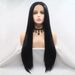 hot selling 1B# Wigs Long Silky Straight Black 13x3 Lace Wig for Women Heat Resistant Fiber Hair Replaceme_ipsvogv.com