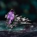 Sanjie Leaf Flower Amethyst Female Ins Fashion Temperament Gun Black Light Luxury Women's Diamond Ring_ipsvogv.com