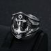 Nordic Viking Ship Anchor Stainless Steel Blackened Pirate Series Men's Ring_ipsvogv.com