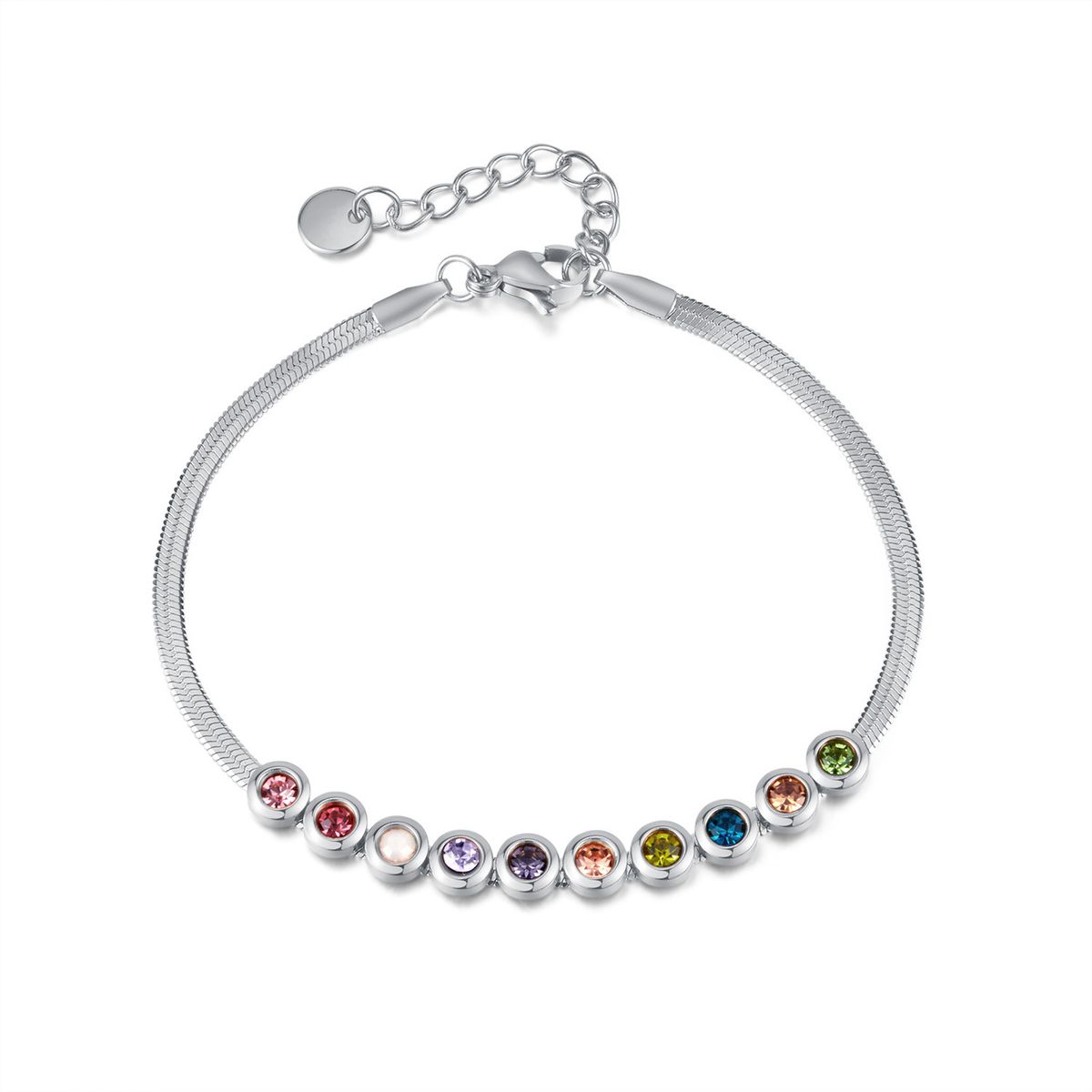 Women's Jewelry Simple Bracelet Stainless Steel Color Zircon Personality Flat Blade Chain Titanium Steel Jewelry_ipsvogv.com
