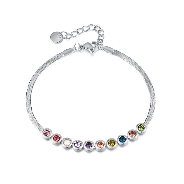 Women's Jewelry Simple Bracelet Stainless Steel Color Zircon Personality Flat Blade Chain Titanium Steel Jewelry_ipsvogv.com