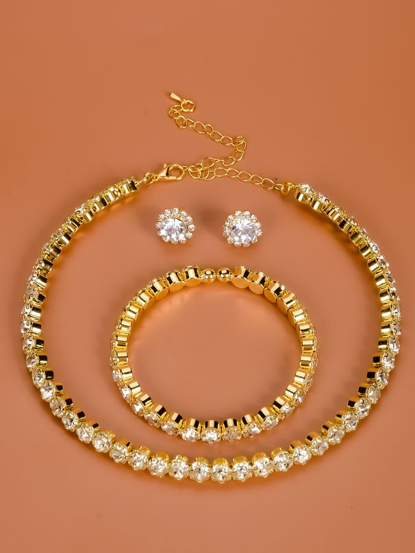 Three piece set of trendy accessories, necklaces, women's versatile slim style wedding dresses with live streaming_ipsvogv.com