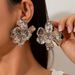 Earrings: Exaggerated Metal Large Earrings, Personalized Three-dimensional Pleated Flower Earrings_ipsvogv.com