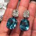 Cao Shi's new earrings large fat square diamond Zircon Earrings women's exquisite Peacock Blue Crystal Earrings_ipsvogv.com