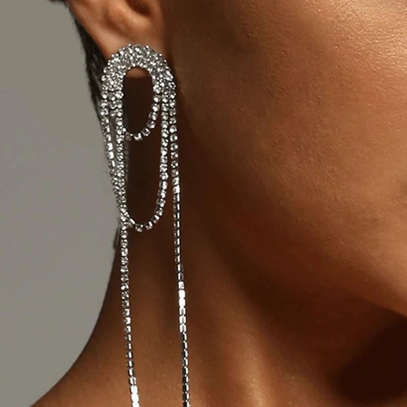 Fashion New Long Fringed Earrings, European And American Multi-layer Geometric Stud Earrings Temperament Earrings Women's Earrings_ipsvogv.com