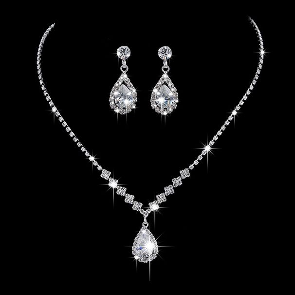 Bridal Wedding Jewelry Set For Women: Necklace, Earrings, Bracelet, Fashion Claw Chain, Sparkling Full Diamond Banquet_ipsvogv.com