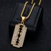 Hot Selling Hip-Hop Jewelry Titanium Steel Gold-Plated Diamond-Studded Razor Blade Pendant Necklace_ipsvogv.com