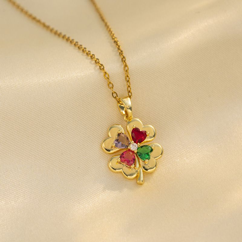 lucky necklace female micro-inlaid heart zircon real gold electroplating simple Ins Internet celebrity exquisite clavicle chain_ipsvogv.com