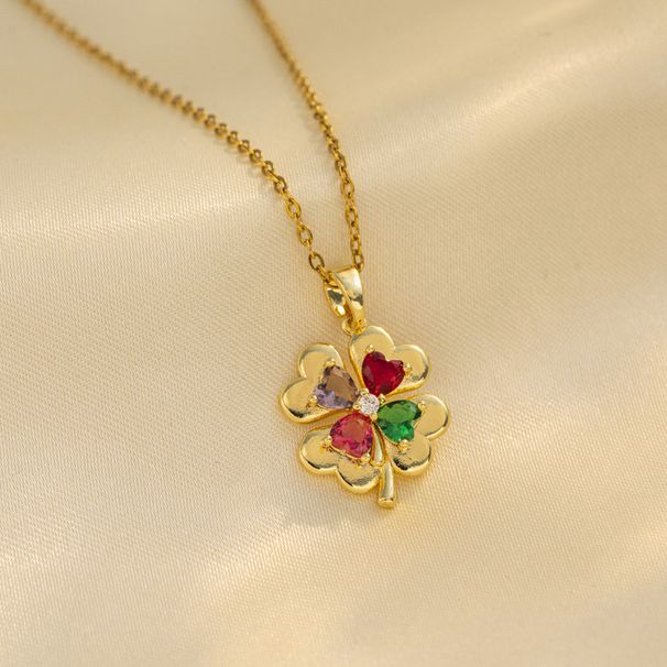 lucky necklace female micro-inlaid heart zircon real gold electroplating simple Ins Internet celebrity exquisite clavicle chain_ipsvogv.com