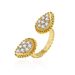 Women's Jewelry Beaded Diamond Teardrop Shaped Open Ring New French Retro Style Creative Design Active Mouth High End Jewelry_ipsvogv.com