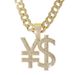 Hip Hop Currency Symbol ¥ $pendant Fashion Trend Letter Necklace Men's Alloy Cuban Chain Decoration_ipsvogv.com