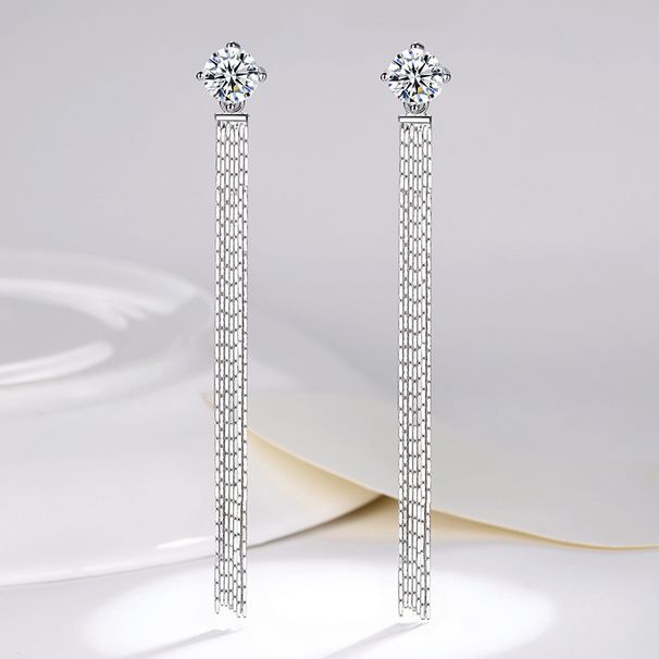 Women's Jewelry S925 Sterling Silver High End New Style Light Luxury Tassel Earrings Moissanite Long Earrings Empty Bracket Jewelry_ipsvogv.com