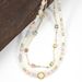 Freshwater Pearl Shell Powder Mixed Color Natural Stone Necklace Double Layer Color Zirconium Metal Chain_ipsvogv.com