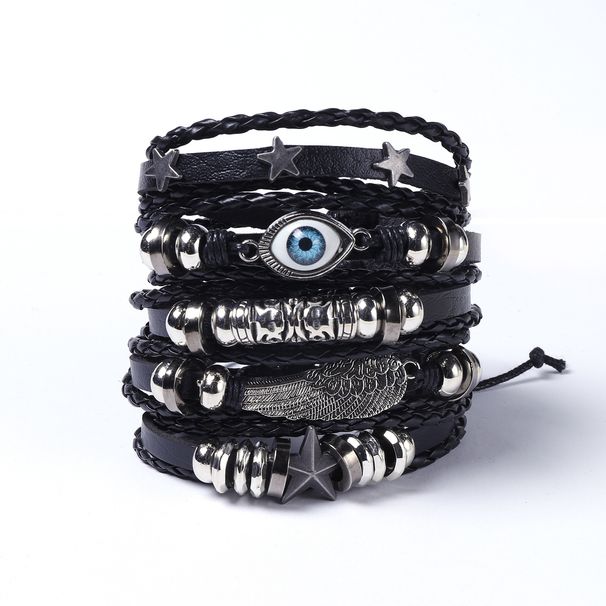 Men's Leather Braided Adjustable Bracelet Stackable Hip Hop Punk DIY Set Series Jewelry_ipsvogv.com