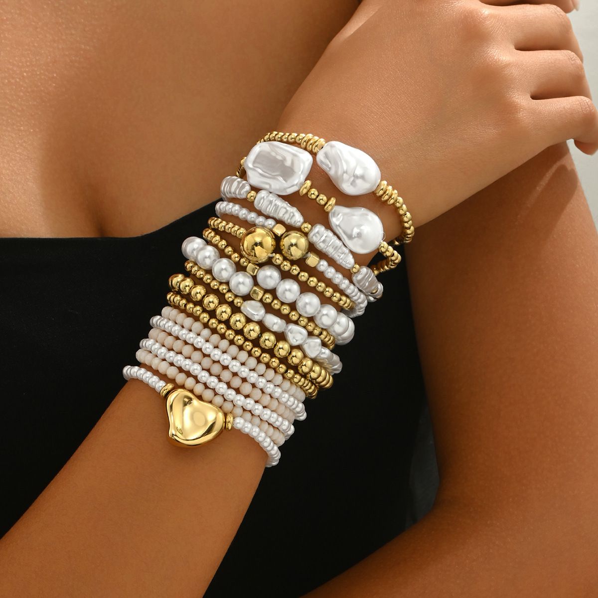 Fashion Commuter Style Women's Geometric Bracelet Set Personalized Beads Niche Design High End Multi Layer Bracelet_ipsvogv.com