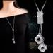 Fashion Necklaces Crystal Jewelry Clover Leaves Necklace Pendant Long Sweater Twist Chain For Women_ipsvogv.com