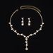 Fashion classic flower V neck rhinestone necklace earrings bracelet female evening bag versatile bridal set_ipsvogv.com