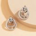 A Pair Of European And American Hollow Retro Simple Geometric Metal Pockmarked Cross Colored Earrings Suitable For Daily_ipsvogv.com