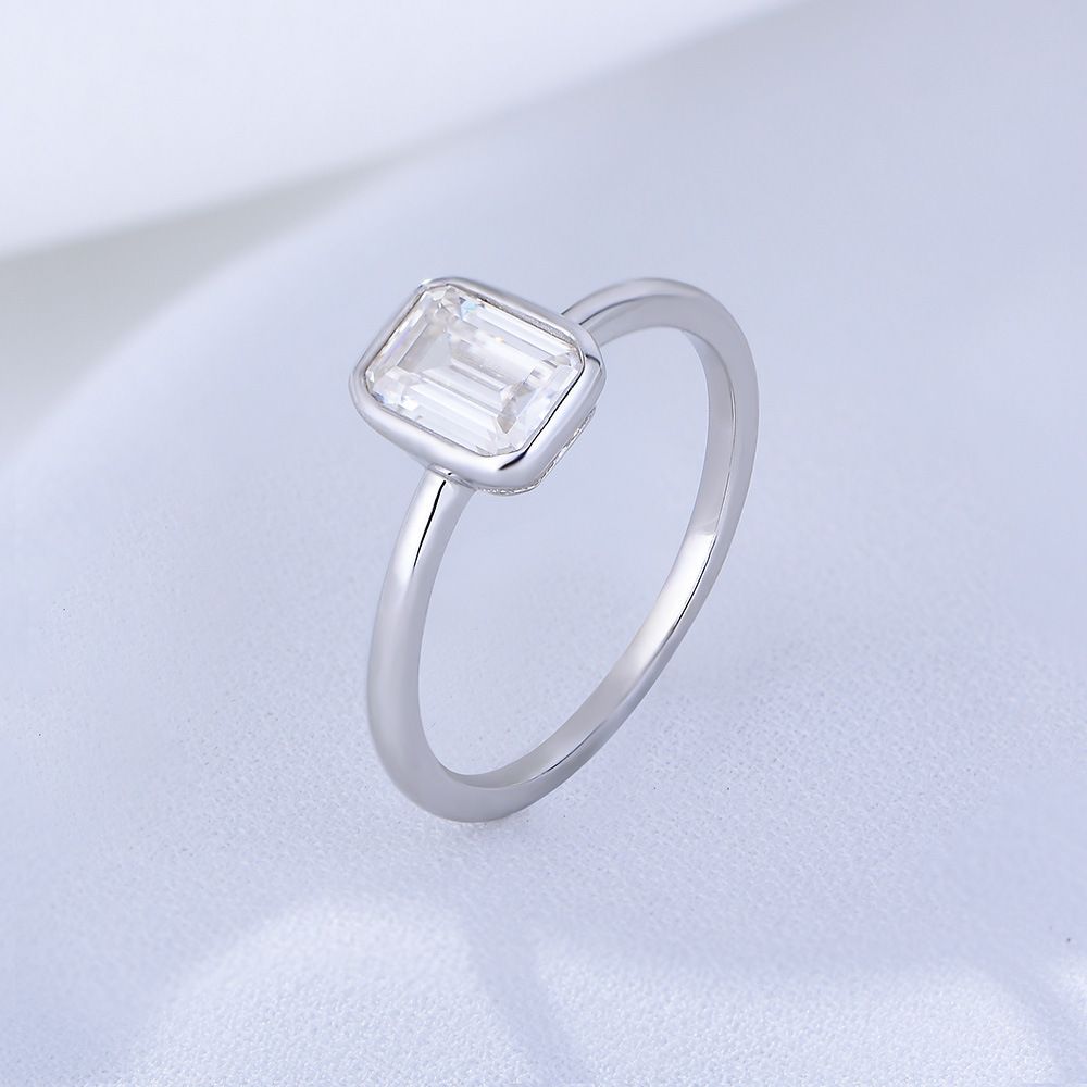 Women's Jewelry Fashion All Match Niche Light Luxury 925 Sterling Silver Square Diamond Zircon Ring Ring Pinky Ring_ipsvogv.com