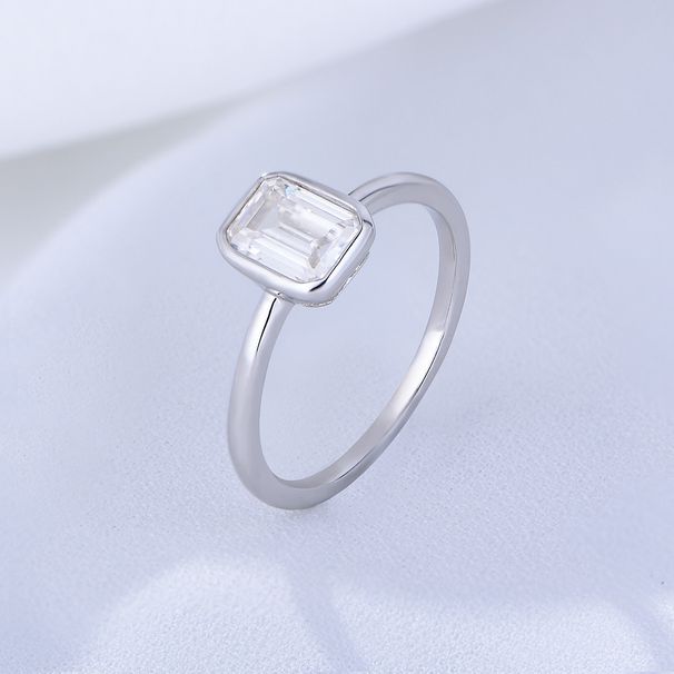Women's Jewelry Fashion All Match Niche Light Luxury 925 Sterling Silver Square Diamond Zircon Ring Ring Pinky Ring_ipsvogv.com