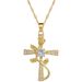 Titanium Steel 【 】 Cross Flower Luxury Charm Internet Red Full Zirconia Necklace Women's Fashion Trend Clavicle Chain 【 】_ipsvogv.com