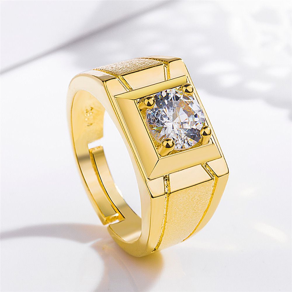 Korean Version Flash Sand Plated Domineering Fashion Inlaid Zircon Kwai Men's Ring_ipsvogv.com