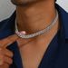 A niche design for men's inlaid necklaces, minimalist cross hip-hop Cuban chain versatile accessory_ipsvogv.com