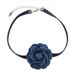 Elegant Three-Dimensional Denim Blue Floral Choker Ribbon Collar Design Sense Clavicle Tie Necklace_ipsvogv.com