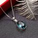 Cao Shi's New Luxury Light Sea Blue Simulation Ornament Oval Zircon Necklace Fashion Pendant Women's Clavicle_ipsvogv.com