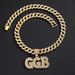 Hip Hop New Product Full Diamond Letter GGB Alloy Pendant Fashion Design Cuban Chain Men's Necklace_ipsvogv.com