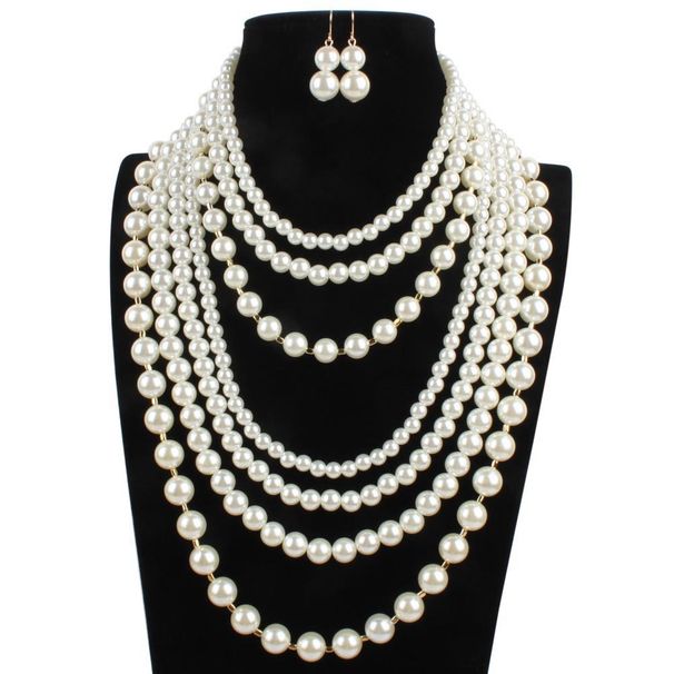 Fashionable pearl bead necklace multi-layer sweater chain accessory 6880_ipsvogv.com
