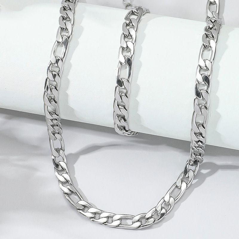 simple fashion stainless steel high quality Figaro necklace bracelet suit men's jewelry trendy simple_ipsvogv.com
