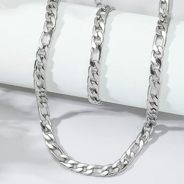 simple fashion stainless steel high quality Figaro necklace bracelet suit men's jewelry trendy simple_ipsvogv.com