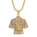 New Hip-Hop Jewelry Titanium Steel Gold-Plated Diamond-Studded Football Messi No. 10 Jersey Pendant Necklace_ipsvogv.com