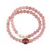 Natural Strawberry White Crystal Double Circle Bracelet Peach Blossom Pink Fashion Women's Novice String Jewelry_ipsvogv.com