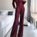 Women's long skirt jumpsuit slanted placket mid-waist temperament commuting jumpsuit_ipsvogv.com